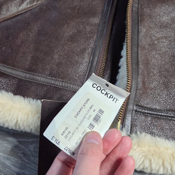 NWT Cockpit USA B-3 Shearling Sheepskin Bomber Jacket – WWII Style - Size 44 - Picture 11 of 13